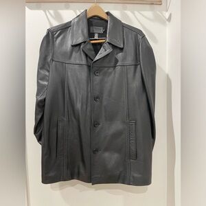 J Crew Black Leather Wool Lined Jacket